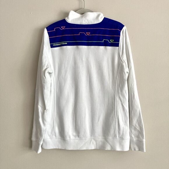 Vineyard Vines Womens Pullover 1/4 Zip Fleece Jacket Back Detail Sz Small White - Picture 8 of 12